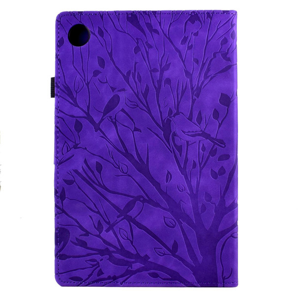 For Samsung Galaxy Tab A8 10.5 2021 Fortune Tree Pressure Flower PU Tablet Case with Wake-up / Sleep Function(Purple)