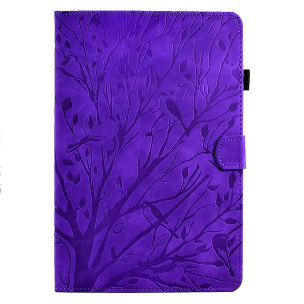 For Samsung Galaxy Tab A8 10.5 2021 Fortune Tree Pressure Flower PU Tablet Case with Wake-up / Sleep Function(Purple)