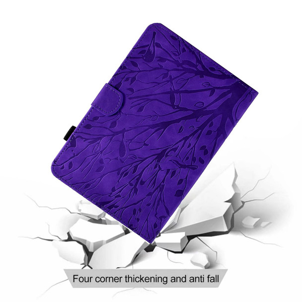 For Lenovo M10 Plus Fortune Tree Pressure Flower PU Tablet Case with Wake-up / Sleep Function(Purple)