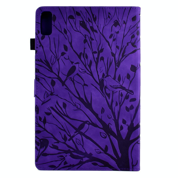 For Lenovo Tab P11 Gen 2 Fortune Tree Pressure Flower PU Tablet Case with Wake-up / Sleep Function(Purple)