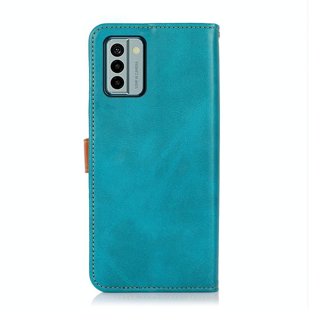 For Nokia G22 4G KHAZNEH Dual-color Cowhide Texture Flip Leatherette Phone Case(Blue)