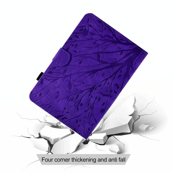 For Huawei MatePad SE Fortune Tree Pressure Flower PU Tablet Case (Purple)