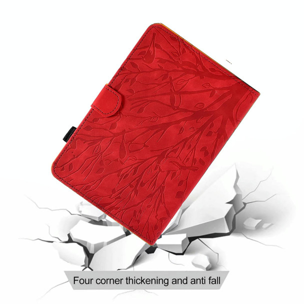 For iPad 10.2 2019 2020 / iPad 10.5 2017 2019 Fortune Tree Pressure Flower PU Tablet Case with Wake-up / Sleep Function(Red)