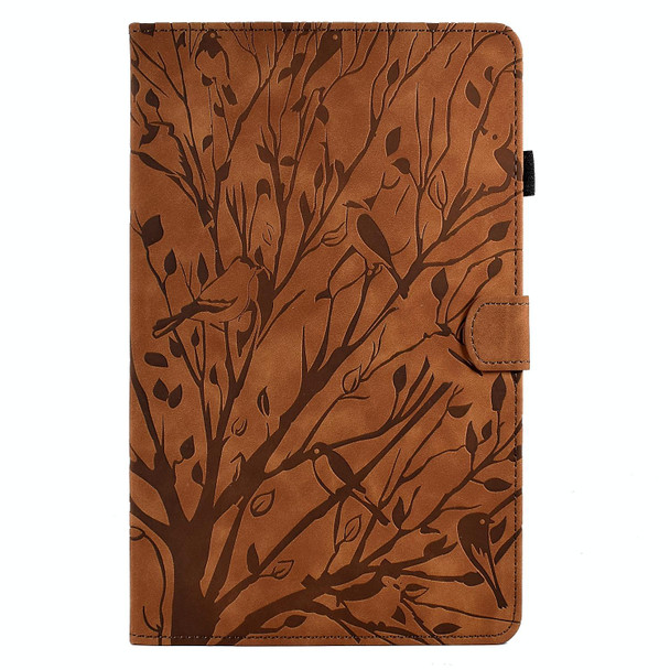 For Lenovo M10 HD 2nd X306X Fortune Tree Pressure Flower PU Tablet Case with Wake-up / Sleep Function(Brown)