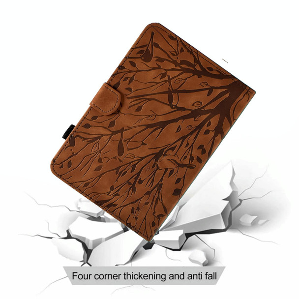 For Lenovo M10 HD 2nd X306X Fortune Tree Pressure Flower PU Tablet Case with Wake-up / Sleep Function(Brown)