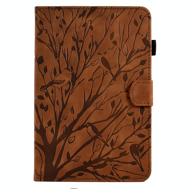 For iPad Air / Air 2 / 9.7 2017 2018 Fortune Tree Pressure Flower PU Tablet Case with Wake-up / Sleep Function(Brown)