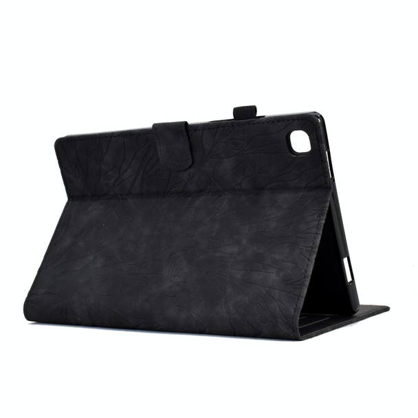 For iPad 10.2 2019 2020 / iPad 10.5 2017 2019 Fortune Tree Pressure Flower PU Tablet Case with Wake-up / Sleep Function(Black)