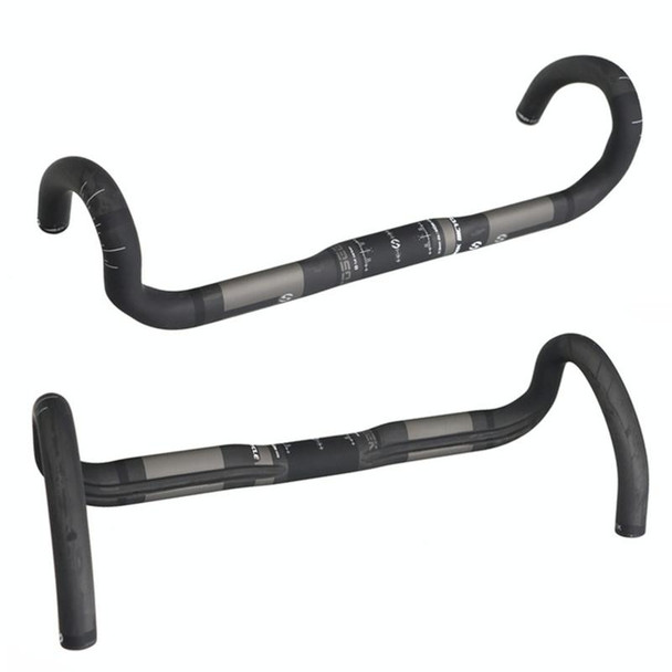 TOSEEK Full Carbon Fiber Road Bike Bent Handlebar Groove Outside Line Handle, Size: 400mm (UD Black)