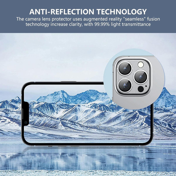 For iPhone 14 Pro / 14 Pro Max ENKAY Hat-Prince Anti-reflection Camera Lens Aluminium Alloy  Tempered Glass Film(Silver)