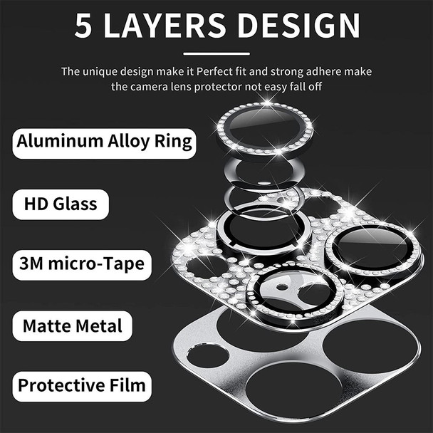 For iPhone 12 Pro / 12 Pro Max ENKAY Hat-Prince Blink Diamond Camera Lens Aluminium Alloy Tempered Glass Film(LIght Purple)