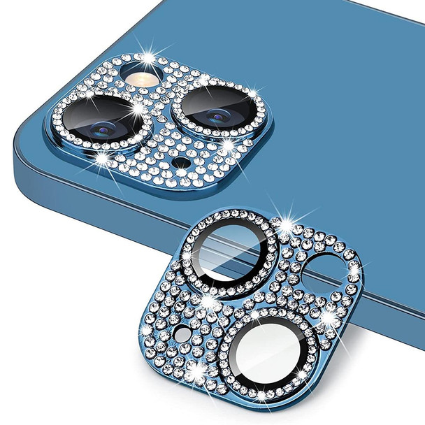 For iPhone 13 / 13 mini ENKAY Hat-Prince Blink Diamond Camera Lens Aluminium Alloy Tempered Glass Film(Blue)