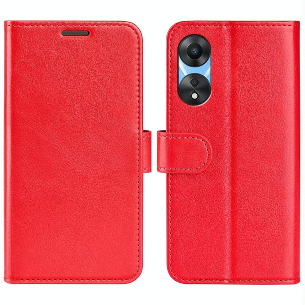 For OPPO A58 R64 Texture Horizontal Flip Leatherette Phone Case(Red)