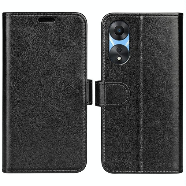 For OPPO A58 R64 Texture Horizontal Flip Leatherette Phone Case(Black)
