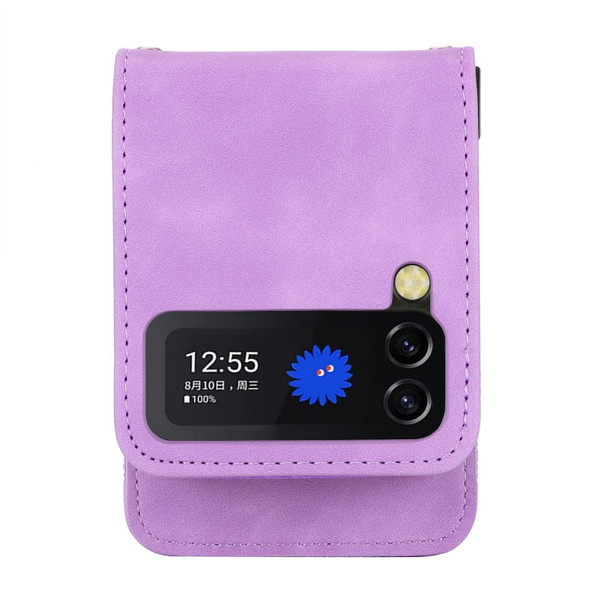 For Samsung Galaxy Z Flip3 5G Dierfeng Dream Line TPU + PU Leatherette Phone Case(Purple)