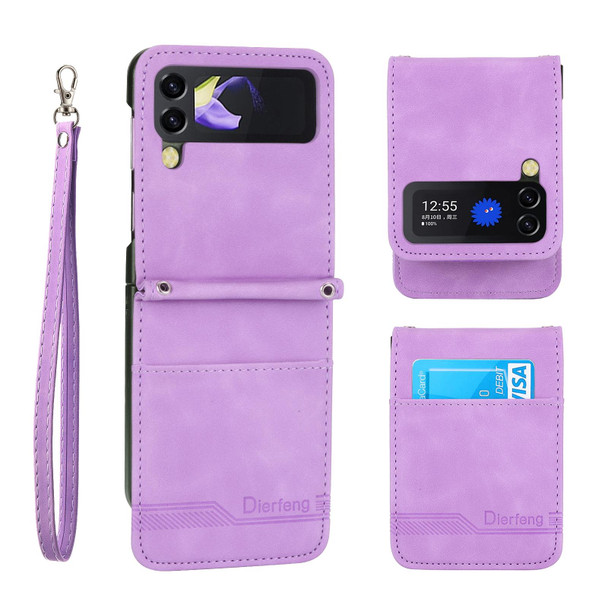 For Samsung Galaxy Z Flip3 5G Dierfeng Dream Line TPU + PU Leatherette Phone Case(Purple)