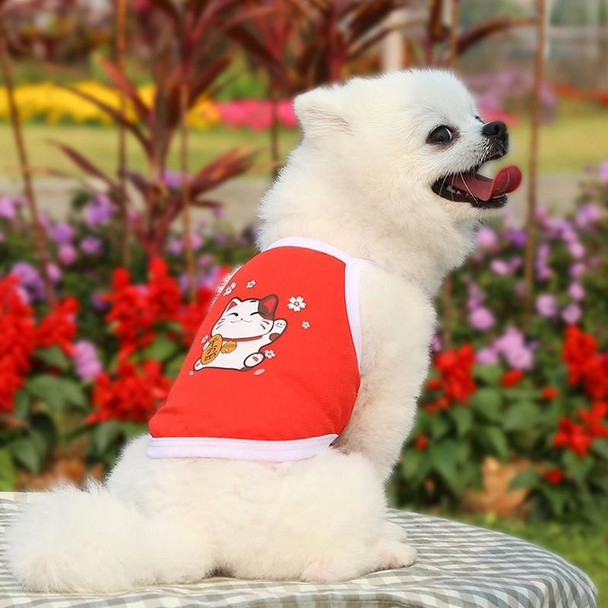 2pcs Suspenders Vests Mesh Breathable Pet Clothes, Size: XS(Red Cat)