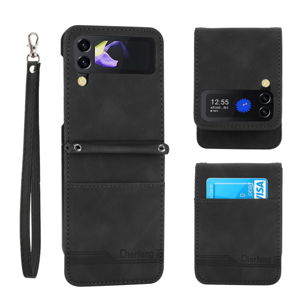 For Samsung Galaxy Z Flip3 5G Dierfeng Dream Line TPU + PU Leatherette Phone Case(Black)