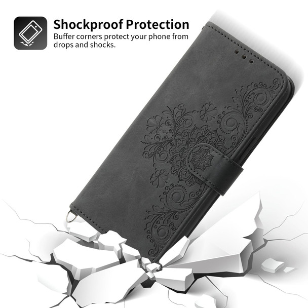 For Sony Xperia 10 V 4G Skin-feel Flowers Embossed Wallet Leatherette Phone Case(Black)