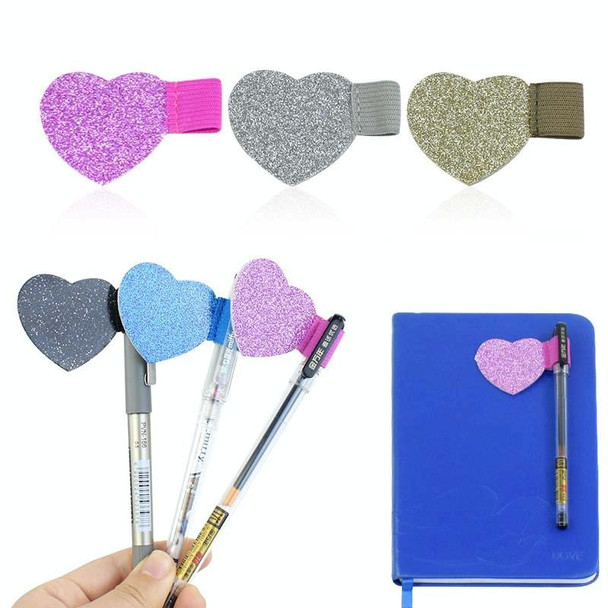 2pcs Mini Self-Adhesive Love Pen Holder PU Pen Clip Elastic Band Pen Insert(Blue)