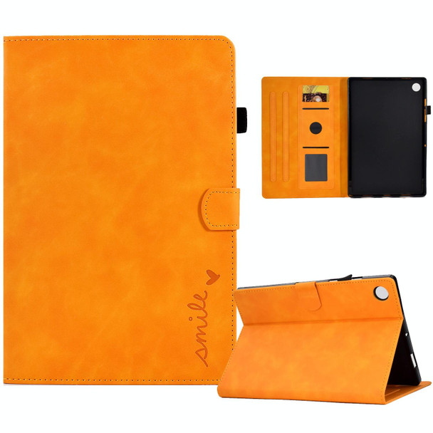 For Huawei Matepad SE 10.4 2022 Embossed Smile Flip Leatherette Tablet Case(Khaki)