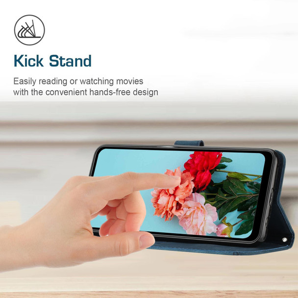 For Tecno Camon 19/19 Pro/19 Pro 5G Skin Feel Stripe Pattern Leatherette Phone Case with Lanyard(Blue)