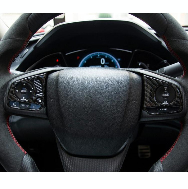 2 in 1 Carbon Fiber Steering Wheel Button Trim Interior DIY Sticker for Honda Civic 10th Gen(Deluxe)