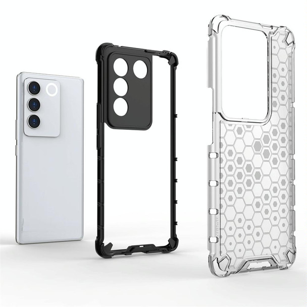 For vivo V27 / V27 Pro Shockproof Honeycomb Phone Case(Black)