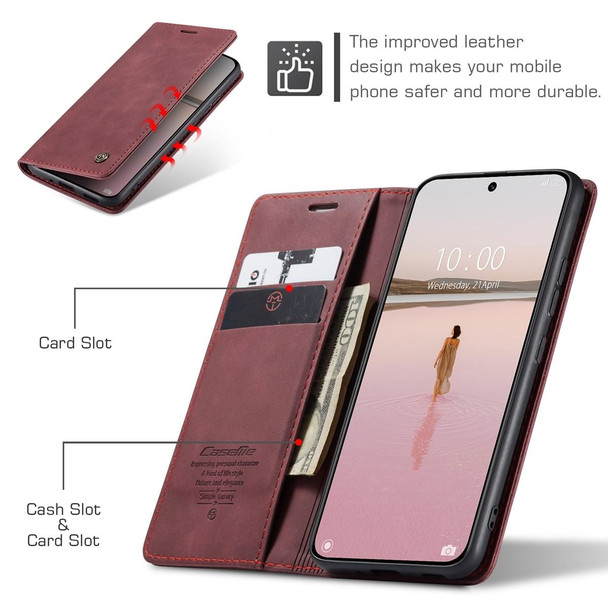 For Xiaomi 13 CaseMe 013 Multifunctional Horizontal Flip Leather Phone Case(Wine Red)