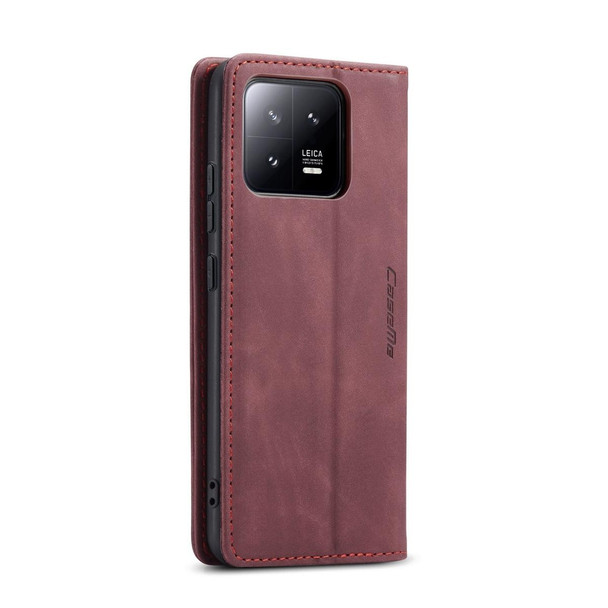For Xiaomi 13 CaseMe 013 Multifunctional Horizontal Flip Leather Phone Case(Wine Red)