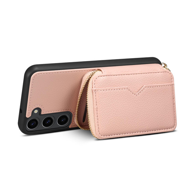 For Samsung Galaxy S22+ 5G Zipper Card Slot Phone Case(Pink)