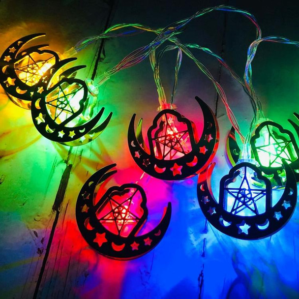 1.65m 10 LEDs Eid Al-Fitr LED Star and Moon String Lights Ramadan Festival Decoration Lamps(Colorful Light)