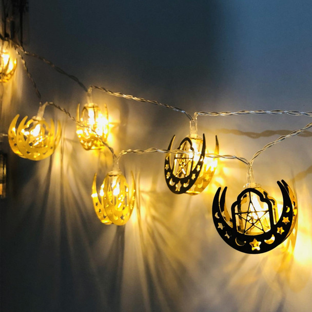 1.65m 10 LEDs Eid Al-Fitr LED Star and Moon String Lights Ramadan Festival Decoration Lamps(Colorful Light)