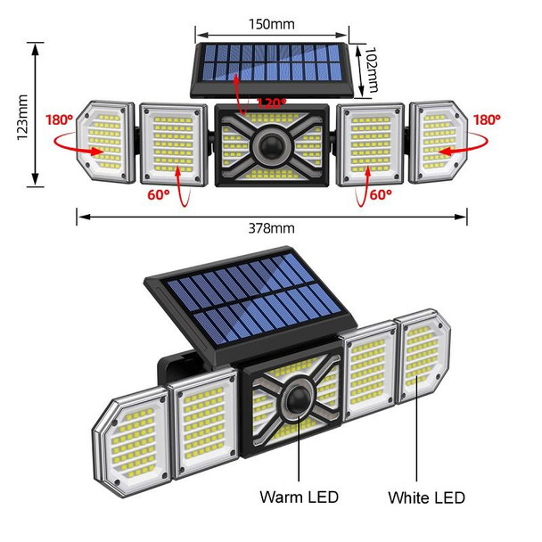 5-Head Solar Light Outdoor Garden Light Human Body LED Sensor Light(TY10708)