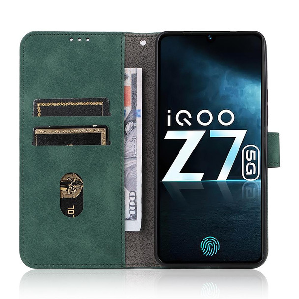 For vivo iQOO Z7 Skin Feel Magnetic Flip Leatherette Phone Case(Green)