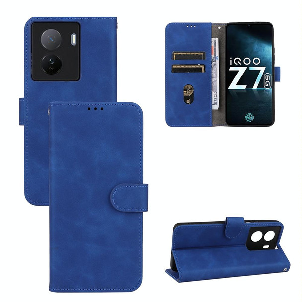 For vivo iQOO Z7 Skin Feel Magnetic Flip Leatherette Phone Case(Blue)