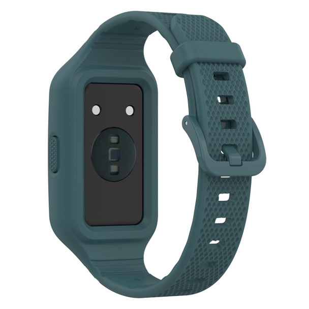 For Redmi Band 2 Dotted Plaid Color Buckle Integrated Watch Band(Dark Cyan)