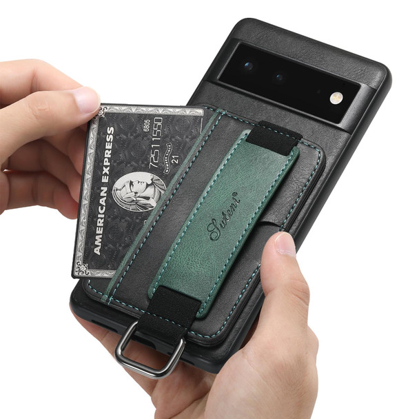 For Googel Pixel 6 Suteni H13 Card Wallet Wrist Strap Holder PU Phone Case(Black)