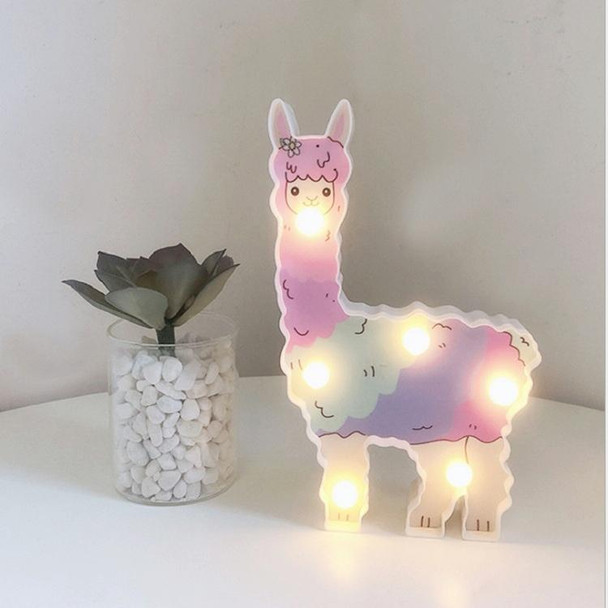 LED Painted Lantern Alpaca Night Light Holiday Decoration Room Posing Style Light(Pink)