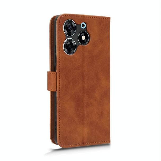 For TECNO Spark 10 Pro Skin Feel Magnetic Flip Leatherette Phone Case(Brown)
