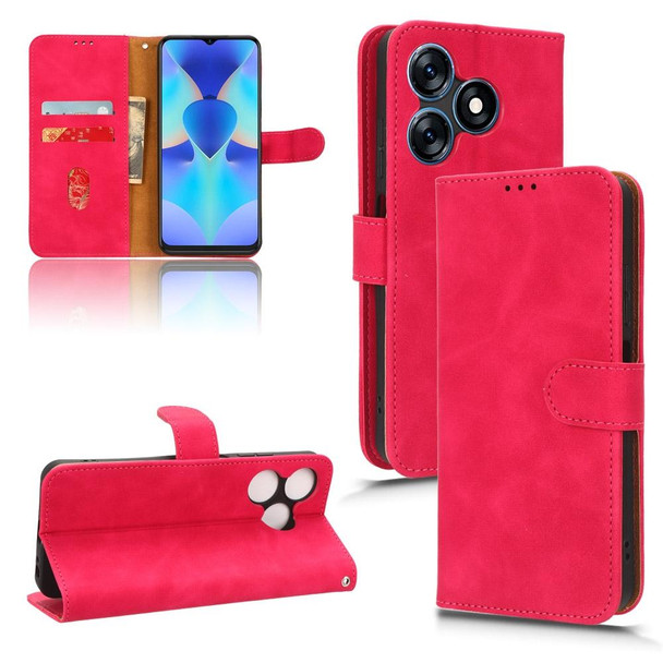 For TECNO Spark 10 Skin Feel Magnetic Flip Leatherette Phone Case(Rose Red)