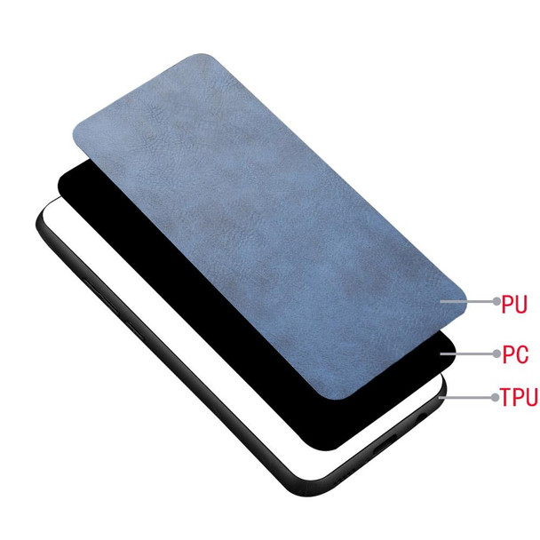For Motorola Moto G200 5G / Edge S30 Sewing Cow Pattern Skin PC + PU + TPU Phone Case(Blue)