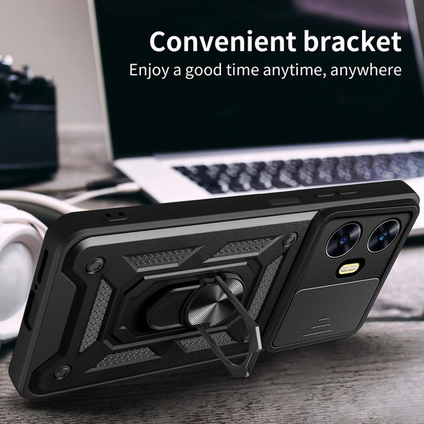 For Realme C55 4G Sliding Camera Cover Design TPU+PC Phone Case(Blue)