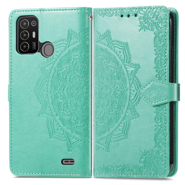 For ZTE Blade A52 Mandala Flower Embossed Leather Phone Case(Green)