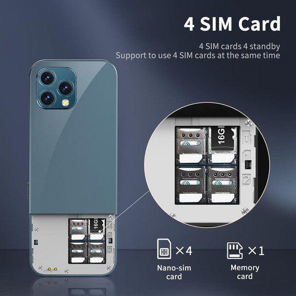 SERVO X4 Mini Mobile Phone, English Key, 2.4 inch, MTK6261D, 21 Keys, Support Bluetooth, FM, Magic Sound, Auto Call Record, Torch, Blacklist,GSM, Quad SIM (Blue)