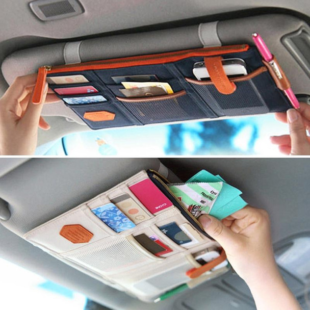 Multi-functional Auto Car Sun Visor Sunglass Holder Card Storage Holder Inner Pouch Bag (Black)