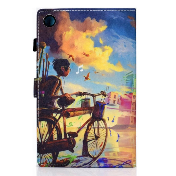 For Huawei Matepad SE 10.4 2022 Colored Drawing Stitching Flip Leatherette Tablet Case(Cycling Boy)