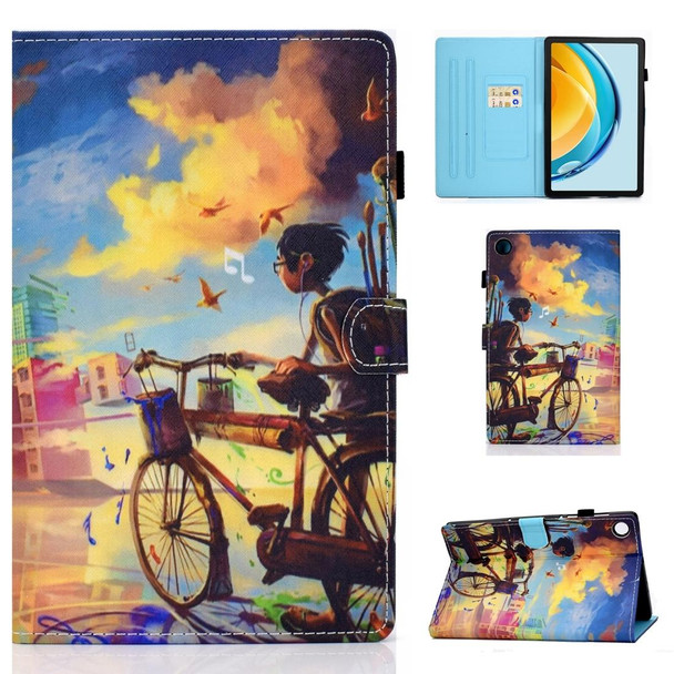 For Huawei Matepad SE 10.4 2022 Colored Drawing Stitching Flip Leatherette Tablet Case(Cycling Boy)