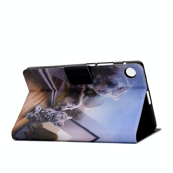 For Huawei Matepad SE 10.4 2022 Electric Pressed Colored Drawing Leatherette Tablet Case(Cat and Tiger)