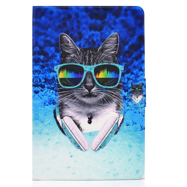For Huawei Matepad SE 10.4 2022 Electric Pressed Colored Drawing Leatherette Tablet Case(Headphone Cat)