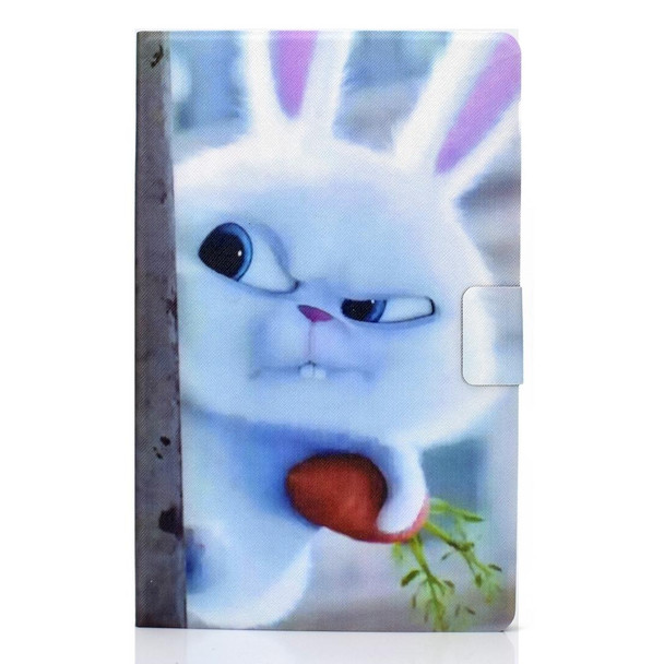 For Huawei Matepad SE 10.4 2022 Electric Pressed Colored Drawing Leatherette Tablet Case(White Rabbit)